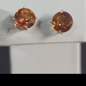 E96 14k White Gold Orange Mystic Stud Earrings